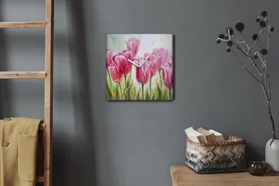 Produktbild von Coloray Hodiny Unikátní 30x30 cm  Tiché hodiny Pro obývací pokoj a kuchyň Nástěnné hodiny Plátno Bílé ručičky hodin - Sázet květiny