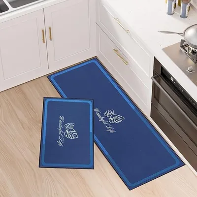 Zdjęcie produktu dla Maty Kuchenne Antypoślizgowe Chłonne 43x75 43x120 Niebieskie 2 szt. Zestaw