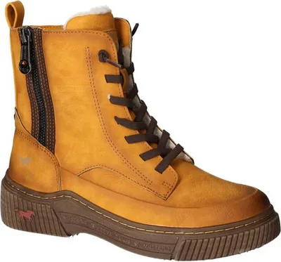 Produktbild von Mustang Damen Stiefelette Schnürboots Zierreißverschluss warm gefüttert 1436-604, Größe:37 EU, Farbe:Gelb