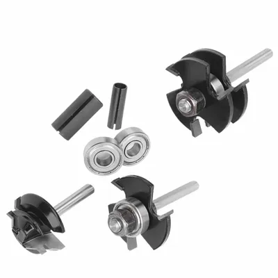 Obrázek produktu pro 10112003435117Pcs 45 Shank Lock Miter Router Bit Hard Alloy Woodworking Drill Cutting Tool Průmyslové dodávky