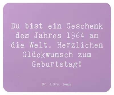 Produktbild von Mr. & Mrs. Panda Mauspad Spruch 1964 Geburtstag Geschenk - Lavendeltraum - Happy Birthday, laptop, Geburtstagsspruch, Mouse Pad, pc mousepad, Alter, Geburtstagswünsche