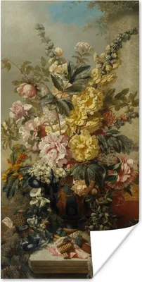 Produktbild von MuchoWow® Poster Große Vase mit Blumen - Alte Meister - Malerei 20x40 cm - Plakat - Foto