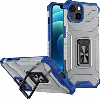 Produktbild von Robuste Kristallhülle mit Magnetringhalter für iPhone 12 Mini - Blau