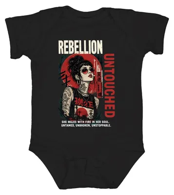 Obrázok produktu pre Rebellion Untouched – Body pre bábätko, čierna farba, štýl grunge, Y2K, cyberpunk, veľkosť 3/6 mesiacov