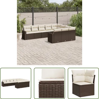 Produktbild von The Living Store 10-tlg. Garten-Sofagarnitur mit Kissen Braun Poly Rattan