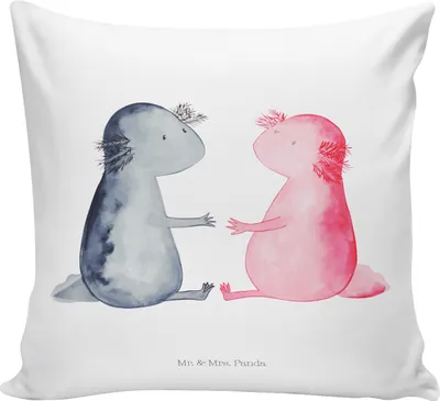 Produktbild von Mr. & Mrs. Panda kuschelkissen 40x40 Axolotl Liebe - Weiß - Geschenk, Zierkissen, Dekokissen, kissen für sofa, Valentinstag, Deko, Lurch, Jahrestag, Polster