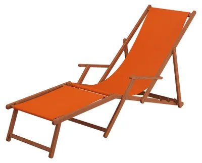 Produktbild von Liegestuhl terracotta Gartenliege Strandliege Holzliege Buche Fußteil Kissen klappbar 10-309FKH