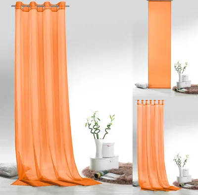 Produktbild von heimtexland ® Vorhänge Voile einfarbig Schiebegardine Ösenschal Schlaufenschal Gardine Typ418 Orange Schiebegardine HxB 245x60 cm