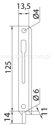 Produktbild von Zasuwa czołowa suwana 13 mm 120 vernickelt Schiebetürverschluss
