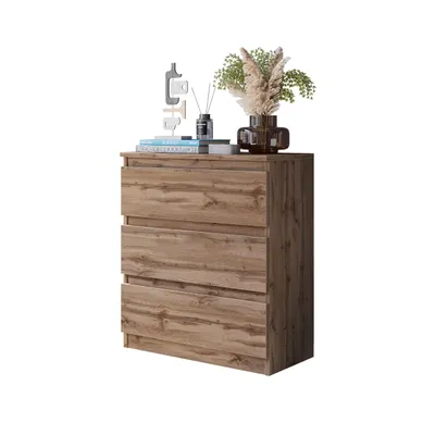 Zdjęcie produktu dla Szafka Nocna 60 Cm Dąb Wotan 3 Szuflady, Sypialnia