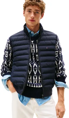 Produktbild von Tommy Hilfiger Herren Weste Mix Media Gilet mit Stehkragen, Blau (Desert Sky), X