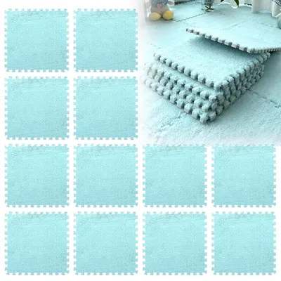 Productafbeelding van Solidchoice - 12-delige Interlocking Pluche Vloertegels in Luchtblauw