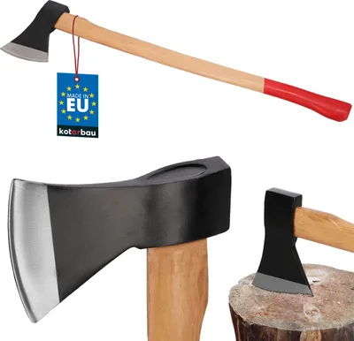 Produktbild von KOTARBAU® Doppelt verkeilte Axt zum Holzhacken 1800g Axt aus Stahl mit imprägniertes Holzstiel Handbeil mit Schneidschutz Universalaxt zur Bearbeitung von Holz Spalthammer Survival Axt Hatchet Camping