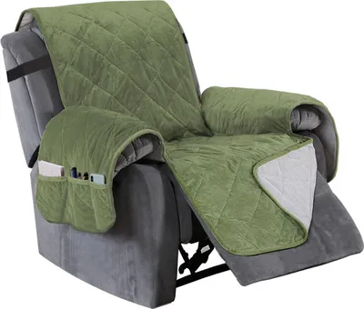 Produktbild von Sesselschoner Gesteppter Samt Sofa Bezug Möbelschutz Schonbezug für Familie mit Haustieren und Kindern, Grasgrün Liege