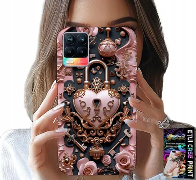 Image de Étui pour Realme 8 / 8 Pro - Motifs féminins et tendance, cadenas, cœur, rose