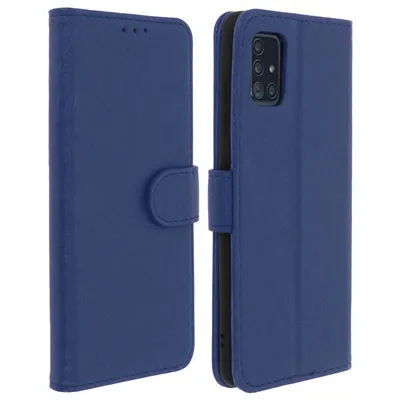 Produktbild von Avizar, Flip Cover Geldbörse, Klappetui Kunstleder für Samsung Galaxy A51, Nachtblau