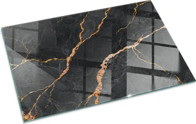 Produktbild von Eleganter Marmor mit Aderung – Glasbodenplatte für – Kaminofen – Kaminplatte Glas – Schutzglas – Funkenschutzplatte –Glasbodenplatte Feuerfeste – Hitzeschutzplatte – Bodenschutz aus Glas – 100x70 cm