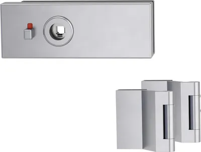 Produktbild von Griffwerk PURISTO S -Edelstahl matt Ganzglastürbeschlagset -3-teiliger Bandsatz -ohne Griff mit Magnetfalle -smart2lock