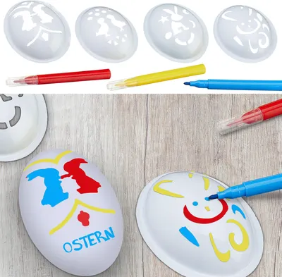 Produktbild von Ostereierschablonen 7 teilig Schablonen Stifte Ostereier Malen Verzieren Scrapbooking Osterdekor