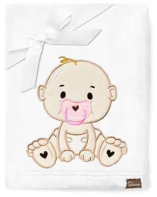 Produktbild von Be Mammy Kuschlige Babydecke Kuschel Decke Tagesdecke mit 3D Applikation 76 x 102 cm BE20-168 (Weiß - Mädchen, 76 x 102 cm)