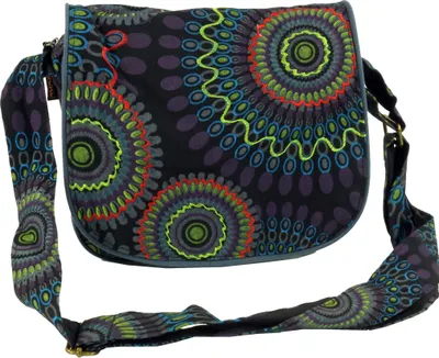 Produktbild von Schultertasche, Hippie Tasche, Goa Tasche - Schwarz, Uni - Erwachsene, Baumwolle, 22*23*12 cm, Alternative Umhängetasche, Handtasche aus Stoff