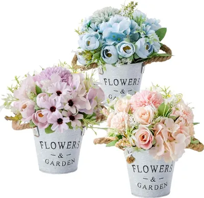 Produktbild von Künstliche Pflanzen mit Topf, 3 Stücke Kunstblumen, Pflanzen Künstliche Blumen Deko, Bunten und Dekorativen Fälschung Blume für Tischdeko Hochzeit Büro Wohnzimmer Balkon Garten (Stil 4)