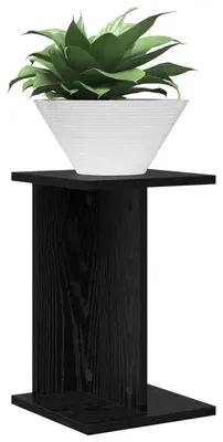 Image de Support pour plantes, lot de 2 – Tabourets pour fleurs en bois – Aspect chêne – Pour pots de fleurs d'intérieur – 25 x 25,5 x 40,5 cm – Noir