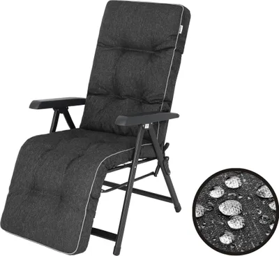 Produktbild von Bjird Liegenauflage Auflage für Gartenstuhl mit Fußstütze, Auflage für Gartenliege Liegestuhl mit mit Bindebänder und Gummi-Befestigungsbänder - 160 x 50 cm, Schwarz Ekolen