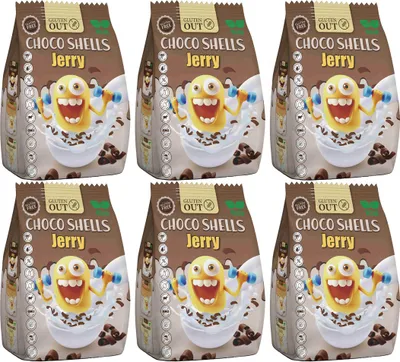 Productafbeelding van Nerano Choco Shells, havervlokken voor het ontbijt, veganistisch, 375g, 6-pack