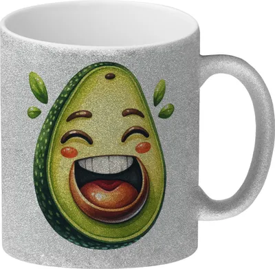 Produktbild von Lachende Avocado Glitzer-Kaffeebecher