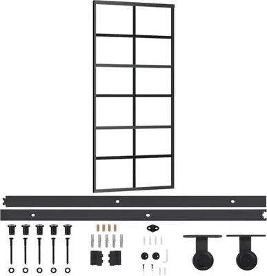 Obrázek produktu pro vidaXL Posuvné dveře s kováním ESG sklo a hliník 90x205 cm