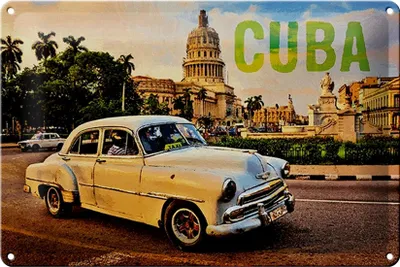 Produktbild von Blechschild Spruch 30x20cm Cuba Auto weisser Oldtimer