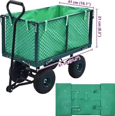 Produktbild von Hochwertigen Möbel Bollerwagen - Grün Gartenwagen-Einlage Grün Stoff NEU4894689
