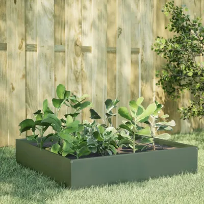 Zdjęcie produktu dla Maison Exclusive – podwyższona grządka w kolorze oliwkowym 100 x 100 x 33,5 cm, stal