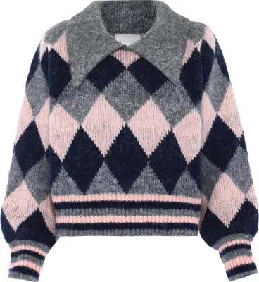 Immagine prodotto di Maglione da donna Jalene - a quadri azzurro e rosa, XS/S