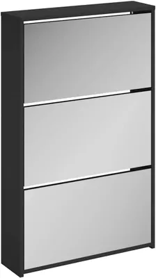 Imagen del producto de Armario para zapatos con espejo, 3 puertas, color , dimensiones 63 x 17 x 102,5 cm