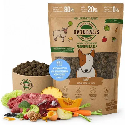 Zdjęcie produktu dla Naturalis Smart 80 BARF, sucha karma dla psów, 500 g, z jagnięciny, bez zbóż, hipoalergiczna, bez dodatków