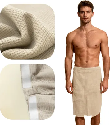 Zdjęcie produktu dla Kilt męski wafel beżowy S/M, 100% bawełna