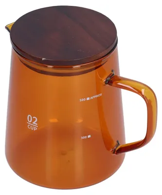 Kaffeeserver aus Glas mit Holzdeckel, 500 ml, braun