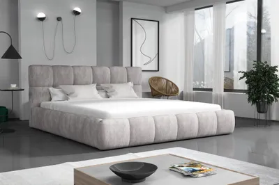 Produktbild von Polsterbett Doppelbett GIOTTO 140x200cm Stoff Preston Beige