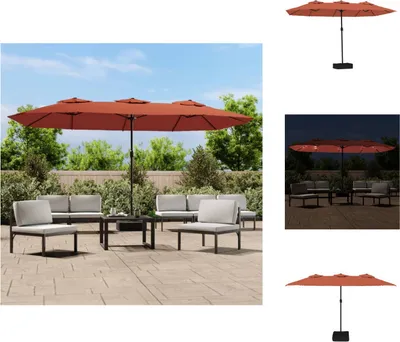 Immagine prodotto di vidaXL Ombrellone doppio con LED in terracotta 449x245 cm - Ombrelloni e tende da sole