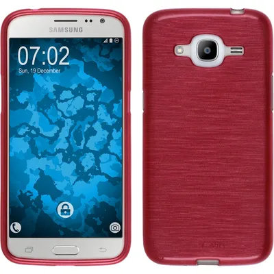 Produktbild von PhoneNatic Case kompatibel mit Samsung Galaxy J2 (2016) (J210) - rot Silikon Hülle brushed Cover