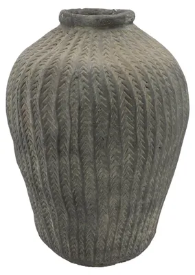 Produktbild von DK Design Blumenvase Krugmodell - Maserungsrelief - Ton grau - 34 x 46 cm - rustikale Vase