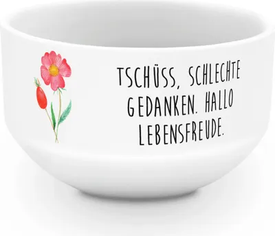 Produktbild von Mr. & Mrs. Panda salatschälchen Blume Hagebutte - Weiß - Geschenk, schälchen, schale, Obstschale, Lebensfreude, Snackschale, Garten, Suppenschüssel, Müslischale