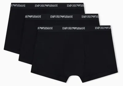 Produktbild von Emporio Armani Herren Unterwäsche, Slips, aus reiner Baumwolle, 3er-Pack, Schwarz/Schwarz