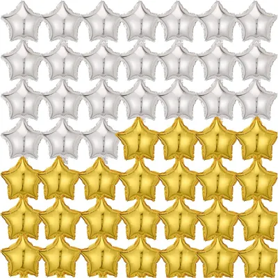 Image de Ballons en forme d'étoile, 25,5 cm, lot de 50, dorés et argentés, pour la décoration de fêtes
