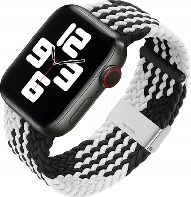 Image de Bracelet Tissu pour Montre 9 / 8 / 7 / 6 / Se / 5 / 4 / 3 / 2 (41Mm / 40Mm / 38Mm) Bracelet Tissu tressé Noir & Blanc