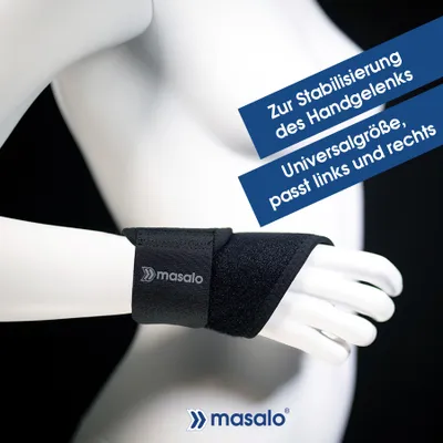 Produktbild von Masalo® Handgelenkbandage für Computerarbeit & Sport, reduziert Überstreckung & Überbeugung