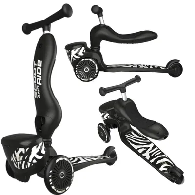 Zdjęcie produktu dla Hulajnoga dziecięca Scoot & Ride Highwaykick1 Lifestyle 2w1 ze schowkiem Zebra