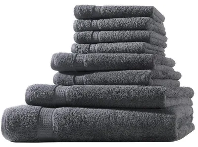 Produktbild von XL-Set 8tlg Frotteetücher Elegance 100% Baumwolle 500 gsm Gästetücher Handtücher Duschtücher Badetücher anthrazit